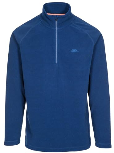 Trespass Mens Fleece Pullover Keynote - Contrast Trims, 1/2 Neck Zip, Brushed Back, Knitted, 100% Polyester Dark Navy
