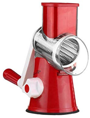 Manuale Di Frutta Affettatrice Insalata Di Pasta Di Verdure Della Frutta Maker Cutter Tamburo Rotante Grattugia Patate Cibo Pomodoro Affettatrice Con 3 Rotonda In Acciaio Inossidabile Lame Red