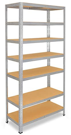shelfplaza® 200x50x40cm Home Schwerlastregal verzinkt/Metallregal mit 7 Böden/Kellerregal Metall, Garagenregal, Werkstattregal oder Regal Lagerregal/Steckregal Metall mit 125kg Tragkraft