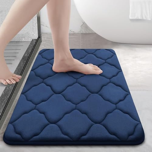 Homaxy Memory Foam Badezimmerteppich rutschfest Badematte Weich Badteppich Saugfähige Badvorleger Waschbar Pflegeleichte Duschvorleger - 40 x 60 cm, Marineblau