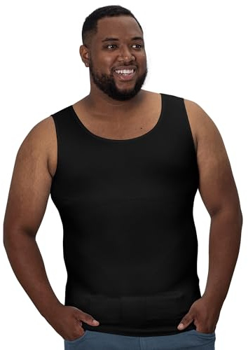 QORE LOGIQ Gynecomastia Compression Shirts for Men - Sleeveless Slimming Undershirts Tummy Control and Body Shaper Tank Top Black 2XLT (Tall Fit)