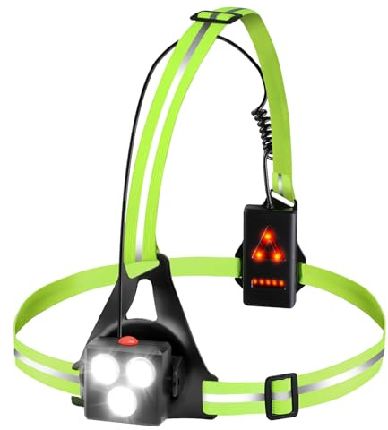 Nizirioo Lampe de course avec réflecteurs, rechargeable par USB, avec 3 modes d'éclairage, étanche avec feu arrière rouge, pour la course, le camping, la randonnée, le jogging