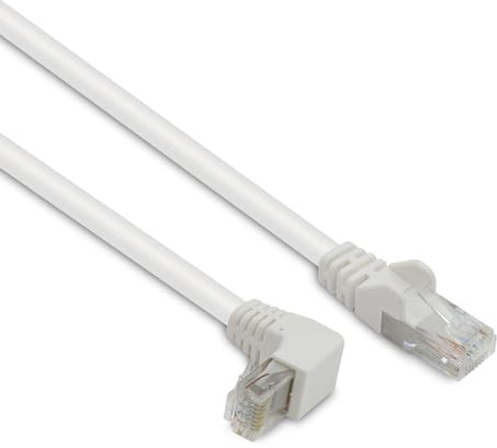 Metronic, 90° vinklad RJ45 UTP Ethernet-kabel, kategori 5e, 1 Gbps, guldkontakter, idealisk för datorer, smart TV, spelkonsoler (1,5 m)