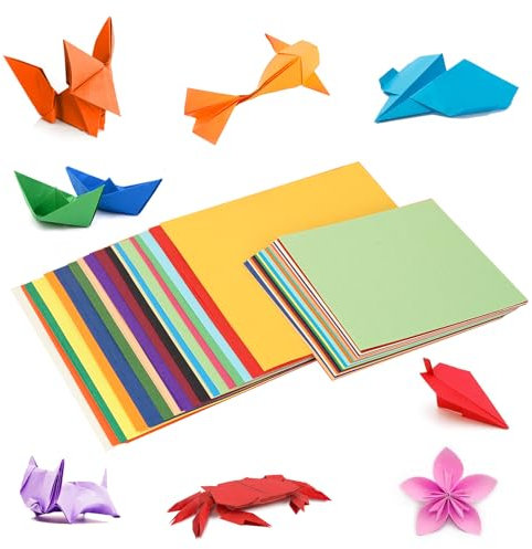 Behiruch Origami Papier 200 Blatt 20 Farben, 20 x 20cm und 15 x 15cm Bastelpapier Buntes Papier Doppelseitiges Faltpapier für DIY Kunst Bastelprojekte