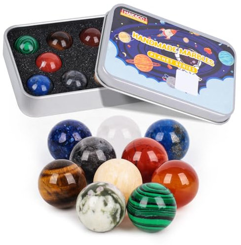 HAKACC 10 Stück Bunte Kristall Murmeln 16mm, Glasmurmeln Deko und Spielzeug für Kinder