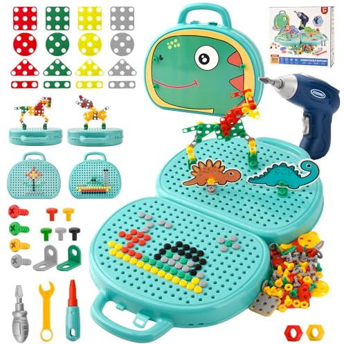 DAOUZL Boîte à Outils de Jeu Magique Montessori avec Perceuse, Jouets Montessori, Boite à Outils Montessori, Boite a Outils Magique, Boîte à Outils Créative pour Fille Garçon 3 4 5 Ans (B)