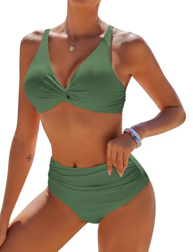 AI'MAGE Bikini dam set mage way sexig sommar hög midja tvådelad baddräkt baddräkt baddräkt S-XXL, Armégrön, S