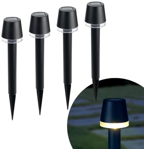 4 stycken solträdgårdslampor i modernt utseende, perfekt som dekorativ lampa eller vägbelysning, varm vit belysning, trådlös, 46 cm hög