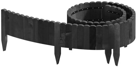 WOLTU Bordure de Pelouse 203×20cm, Bordure Flexible en Bois de Pin FSC, Palissade Jardin et Gazon, Rouleau de Bordure Résistante aux Intempéries, Facile à Poser, Anthracite