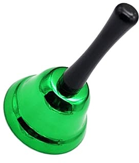 Kisangel 1Pieza Campana De Mano De Metal Verde Instrumento Musical Portátil Campana De Percusión para Juguete Educativo para Fiestas y Actividades Escolares