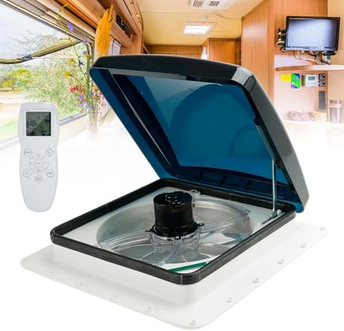 Giuggiolared Ventilatore da Tetto per Camper, 12 V Reversibile da Soffitto, Presa d'Aria Dual Mode per Sfiato, 10 velocità Ventola di Scarico Reversibile per Roulotte e Rimorchi,40x40cm