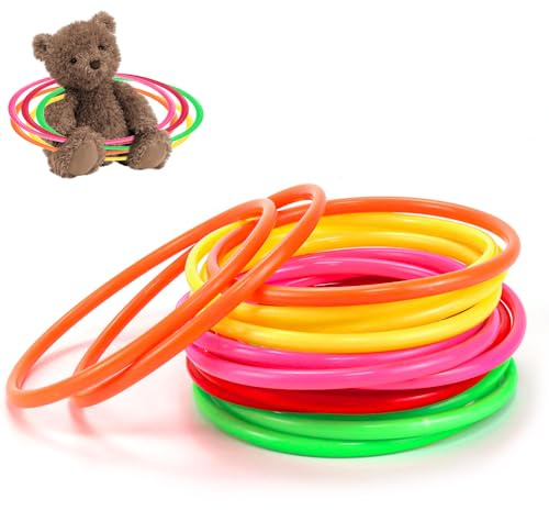 NAROSEBE 15 Stück Aktivitätsringe Ringwurfspiel Plastik Wurfringe Spiel Toss Ringe Mehrfarbig Koordinationsringe Fussball für Ringe Werfen Spiel, Kinder Target Übungsspiele (15.2 cm)