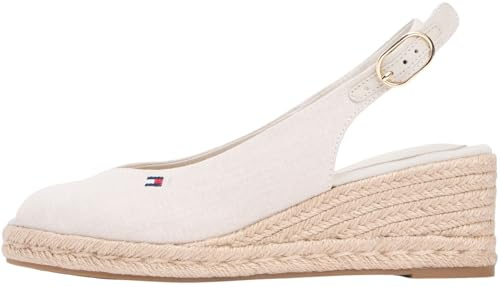 Tommy Hilfiger Espadrillas da donna Mid Wedge Espad Slingback FW0FW09228 con zeppa, BEIGE (beige classico), 4