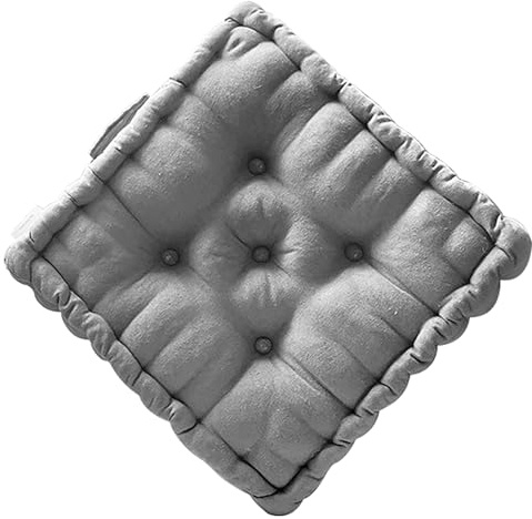 Generico Cuscino per Sedia 45x45x12cm Cuscino Mattonella Sedia da Interno ed Esterno Cuscino Pavimento Materasso Trapuntato Imbottito con Maniglie (Gray)