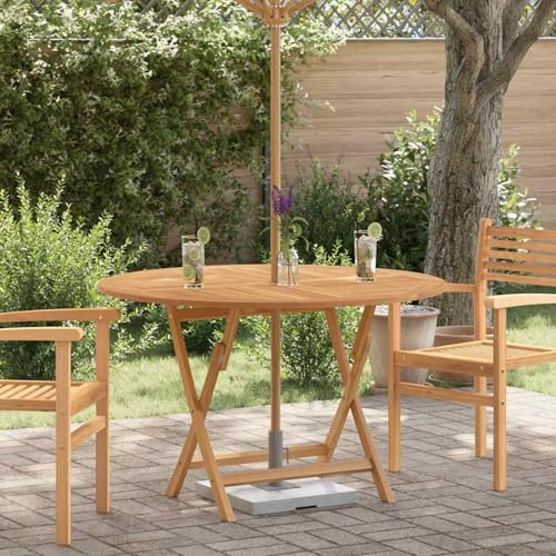 Fasba Solid Teak Wood Folding Garden Table with Parasol Hole - 110 x 75 cm, Weather Resistant, Perfect for Outdoor Dining and Leisure Model362618