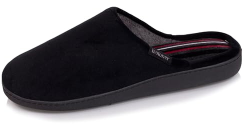 Isotoner Chaussons pantoufles Mules homme ultra confortables à mémoire de forme, intemporelles et élégantes, 42, noir