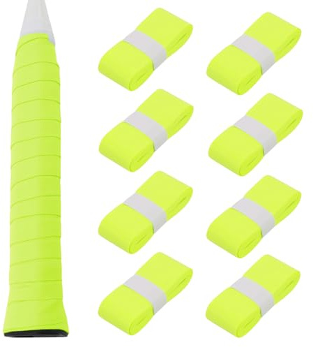 FENGCHUANG 8 stycken greppband tennisracket 110 cm × 2,5 cm mjuk och naturlig konsistens halkfritt självhäftande handlim lämpligt för tennis badminton (fluorescerande gul)