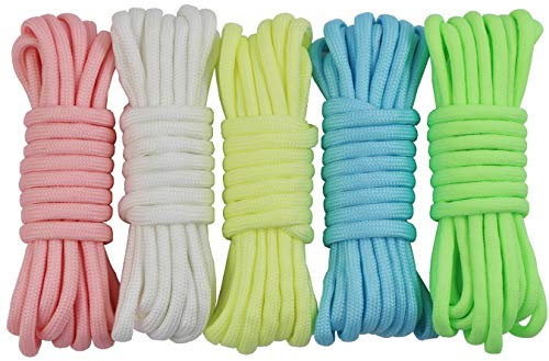 UOOOM 5er Paracord Set 4mm Seile Schnüre 9 Strand Luminous Glow in The Dark Paracord Parachute Cord DIY Handgemachte Webart für Armbänder Schlüsselanhänger Anhänger (Glow in The Dark)