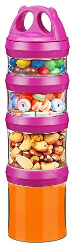 BeneLabel Boîtes à Goûter, Ensemble de Récipients à Collations Empilables de Nourriture 31oz/917ml Empilable Noix Formule de Bonbons Distributeur d’Articles de Voyage, sans BPA & étanche, Rouge