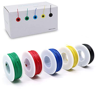 Treedix 5pcs 164ft Copper Hookup Wire Kit Wrapping 30AWG Cable Jumper Wire Solid Core Tinned Copper Wrapping Wire 5 Color