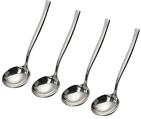 Vababa 4-Piece Stainless Steel Gravy Soup Spoon, Small Soup Ladle Set