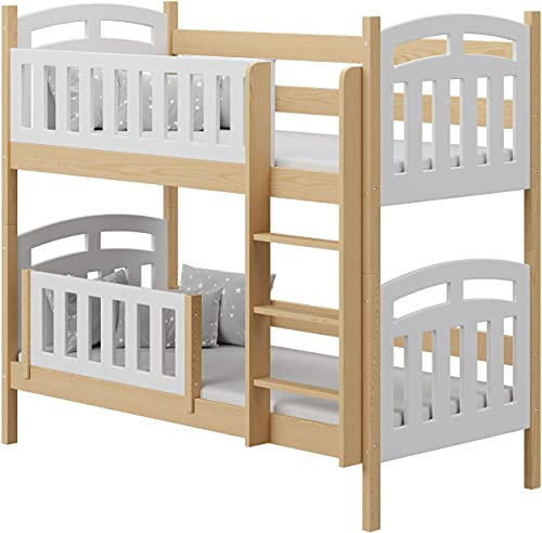 WFL GROUP Etagenbetten für Kinder 90x190 90x200 80x160 cm Massivholz Kiefer - Kinderbett - Jugendbett - 160x80 - Kiefer