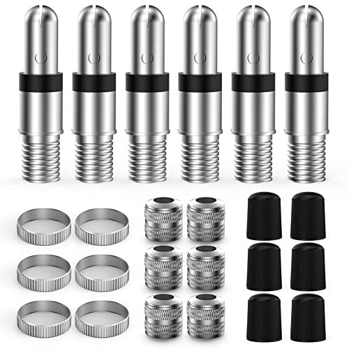 QeeFop 24-Teile Fahrradventile Blitzventil Ventil Dunlop Ventil Fahrradventil Dunlop Set, Dunlop Ventil-Einsatz mit Dichtung, Fahrrad Schlauch Blitz-Ventil, Ersatz Ventilkappen
