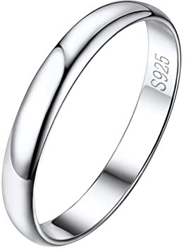Bandmax 3mm Glatter Bandring in Größe 64 Silber 925 Herrenring Partnerring Verlobungsring Ehering Hochzeit Schmuck Accessoire für Männer