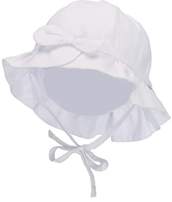 Sterntaler Baby Mädchen Hut Baby Hut Leinen - Baby Hut, Kopfbedeckung Baby Sommer, Sommerhut Baby - aus Baumwolle - weiß, 39
