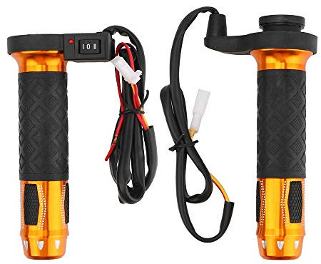 TOTMOX Poignées de Guidon universelles 12V 22 mm pour Moto VTT, poignées chauffantes électriques étanches à la poussière et à la température réglable, Bleu/doré/Rouge