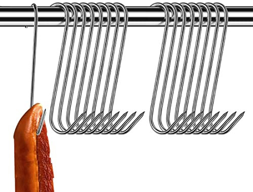 WEERSTONE Ganchos para carne, 20 unidades, de acero inoxidable, ganchos para ahumar, ganchos para carniceros, ganchos de cocina, ganchos de pescado, hornear, procesamiento de carne (13 cm)