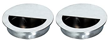 Lot de 2 poignées de porte encastrées avec vis de fixation, poignées rondes en acier inoxydable argenté pour placard, armoire, tiroir, armoire coulissante, commode, placard [diamètre 65mm]