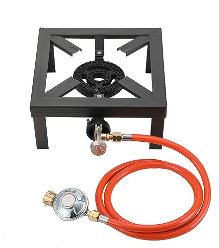 TABODD Réchaud à gaz 8 kW - Réchaud industriel avec tuyau de gaz propane de 1,5 m et réducteur de pression de propane de 50 mbar - Pour le camping, l'extérieur, uniquement pour une utilisation en