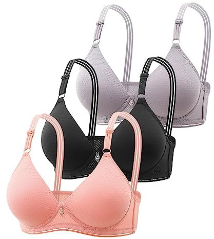 Wireless Bras with Support and Lift 3 Pack Comfort Push Up T Shirt Bra for Everyday Breathable Fashion Deep Cup Bralette Vest Comfortable Bras for Women Multicolor B 42