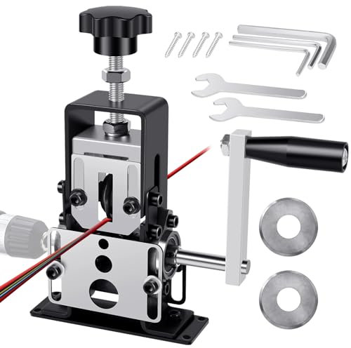 Shulltji Wire Stripper Machine, Cable Stripper Machine with 2 Blades Manual/Electric Drill Operation, Wire Stripping Machine with Hand Crank for 1-25mm Cable Wire Stripping Tool Scrap Copper Recycling