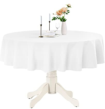 Romanstile Tovaglia Rotonda 240 cm Formato Grande Antimacchia Bianca, Tovaglia da Esterno Elegante e Moderna, per 8–10 Posti, per Tavolo da Pranzo, Cucina, Ristorante, Compleanni, Pasqua e Giardino