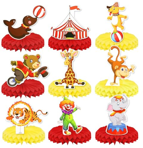 Decoraciones Centro de Mesa Nido de Abeja de Fiesta Circo - Fascinantes Adornos para Su Próxima Fiesta Temática de Circo