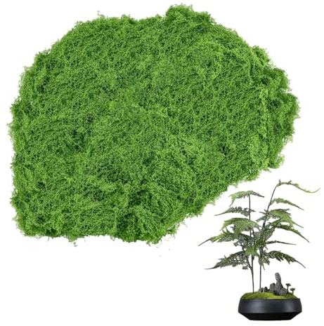 Konstmossa för dekoration, 150 g mossa för pyssel, konstgjord mossa, dekoration, falsk växter för krubba, ytterkrukor, akvarium, mörkgrön