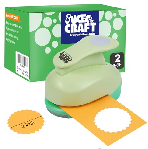 UCEC 2 Inch Scallop Circle Punch, Round Hole Punch with Scalloped Edge 5.08 cm, Circle Punches for Crafting, DIY Handmade Paper Punches for Paper Crafting Scrapbooking Cards Arts