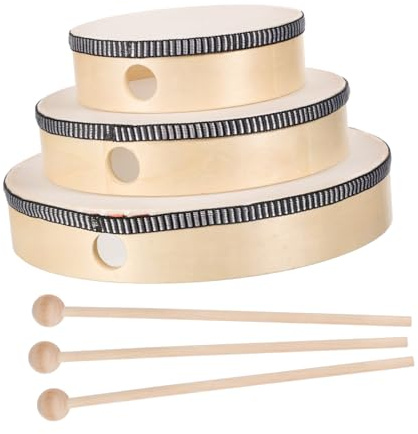 BESPORTBLE 6piezas Tambores De Mano Para Juego De Percusión Con Marco De Madera Instrumentos Musicales y Juguetes Musicales