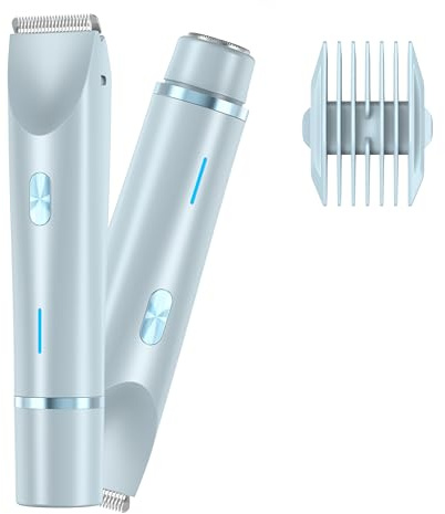 2 in1 Electric Lady Shaver for Women, Painless Womens Razor Bikini Trimmer, Cordless Wet & Dry Electric Razors for Women Legs Underarms Pubic Hair Rechargeable IPX7 Waterproof Lady Shaver (Blue)