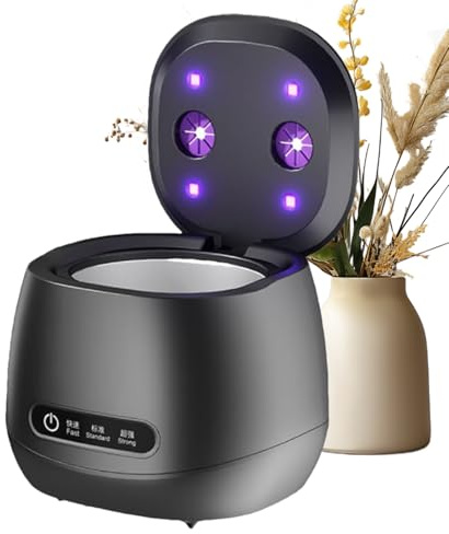 Detergente per ritainer, 52 kHz, dispositivo di pulizia portatile ad alta frequenza UV, per protesi dentali, paradenti e allineatori per tutte le età, a casa e in viaggio