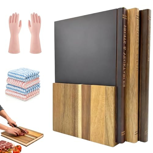 Set di taglieri a Forma di Libri, Set di taglieri a Forma di Libri con Supporto, per Frutta, Verdura, Carne, Pesce, Formaggio e Pane
