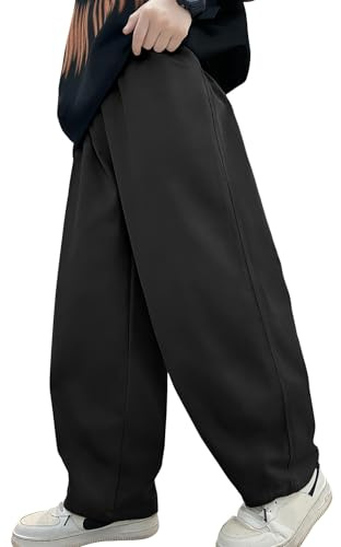 SEAUR Baggy - Pantaloni cargo per bambini, con elastico in vita, larghi, per adolescenti, ragazzi, 110-164, Nero profondo, 152 cm-158 cm