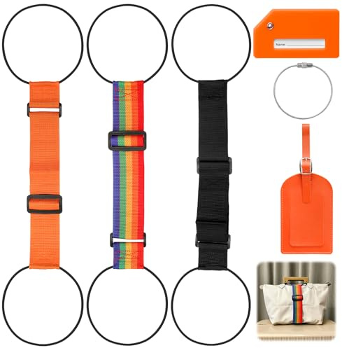 3 Pièces Sangle de Fixation Élastique pour Bagage,Ceinture de Sangle Élastique pour Valise,Haute Elastique de Bagage pour Sécuriser Les Sacs Deux étiquettes à Bagages gratuites incluses
