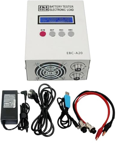 EBC-A20 Batterikapacitetstester, högprecisions batterikapacitetstester med ladda/urladda-funktion, professionell kapacitetstester 5A laddning 20A urladdning 85W 4-tråds-test & LCD för litium