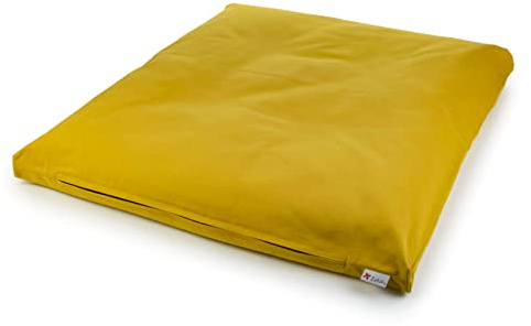 Estera de meditación/Zabutón/relleno fibra de algodón 100% reciclado/base para Cojín de meditación/colchoneta meditación y yoga / 75x64 cm (AMARILLO DORADO)