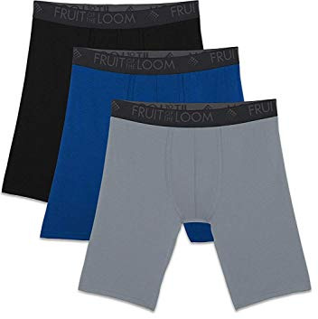 Fruit of the Loom Men's Breathable Underwear, Micro Mesh - Assorted Color - Long Leg Boxer Brief, Large