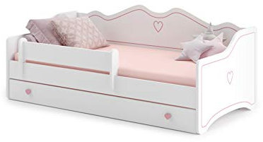 Cama infantil EMMA 80 x 160 + marco + colchón + cajón, blanco