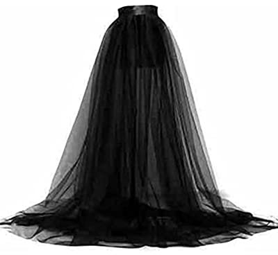 SANSIWU Langer Damen-Tüllrock, Maxirock, Netzstoff, für Hochzeit, Party, Cocktailkleid, Abschlussball, sexy Überrock, Schwarz , Einheitsgröße